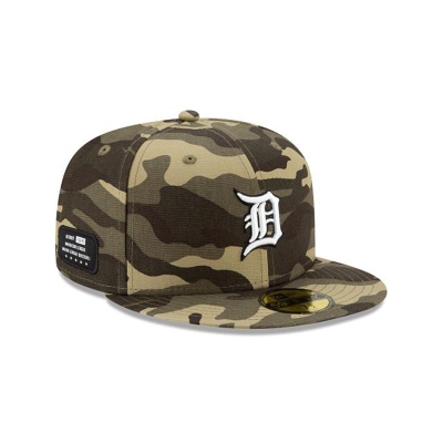 Green Detroit Tigers Hat - New Era MLB Armed Forces Weekend 59FIFTY Fitted Caps USA8547603